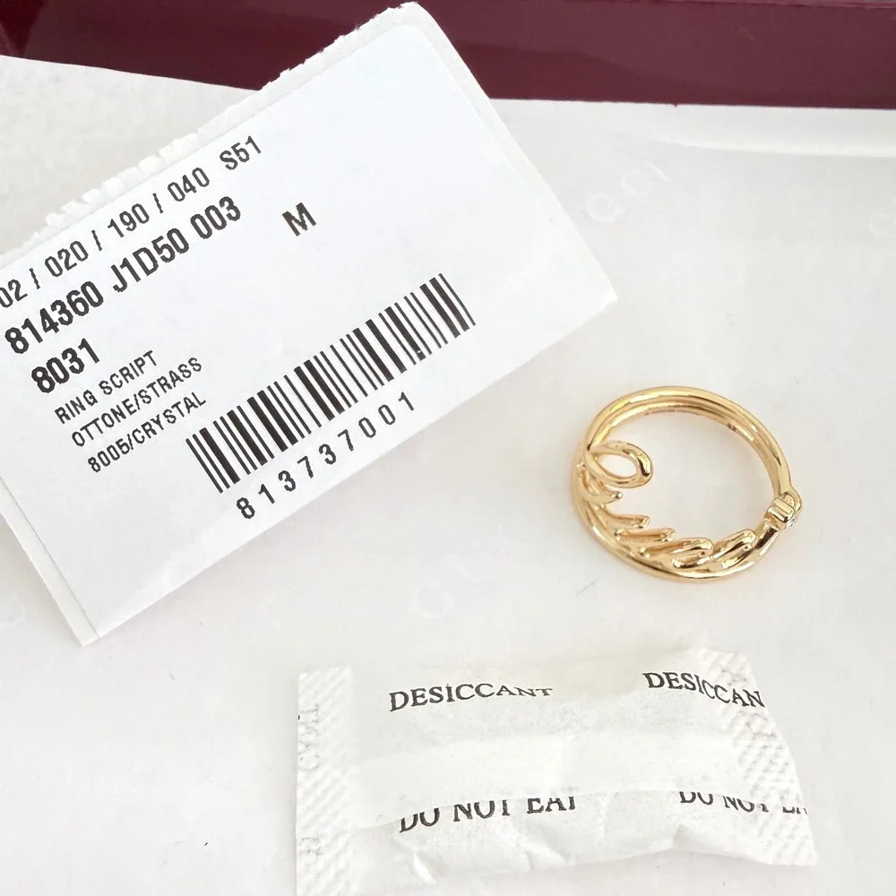 Gucci Gold-toned Script Logo Ring Multi Band 814360